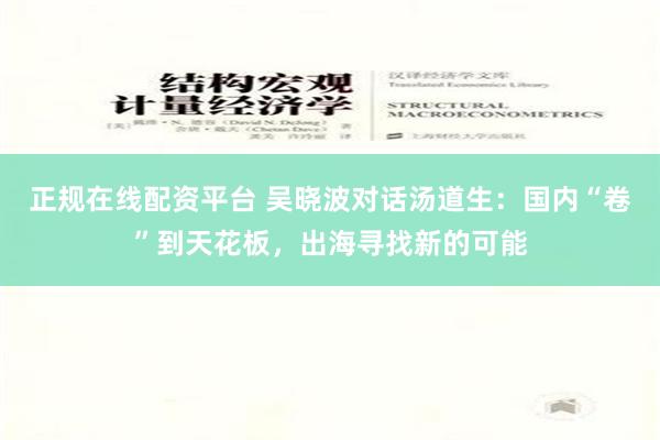 正规在线配资平台 吴晓波对话汤道生：国内“卷”到天花板，出海寻找新的可能